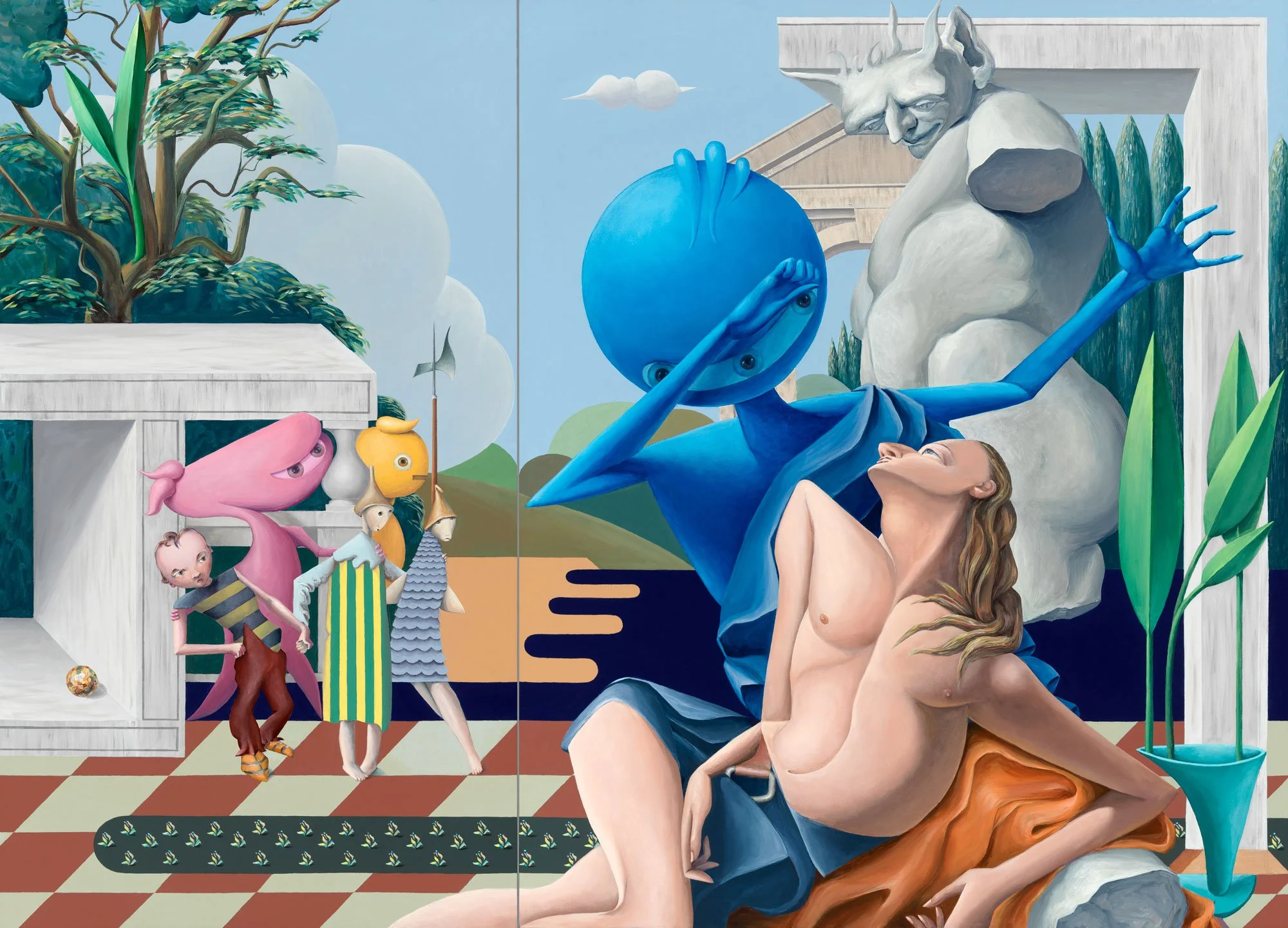 THE DEATH OF HYACINTHUS  (After Tiepolo) - diptych