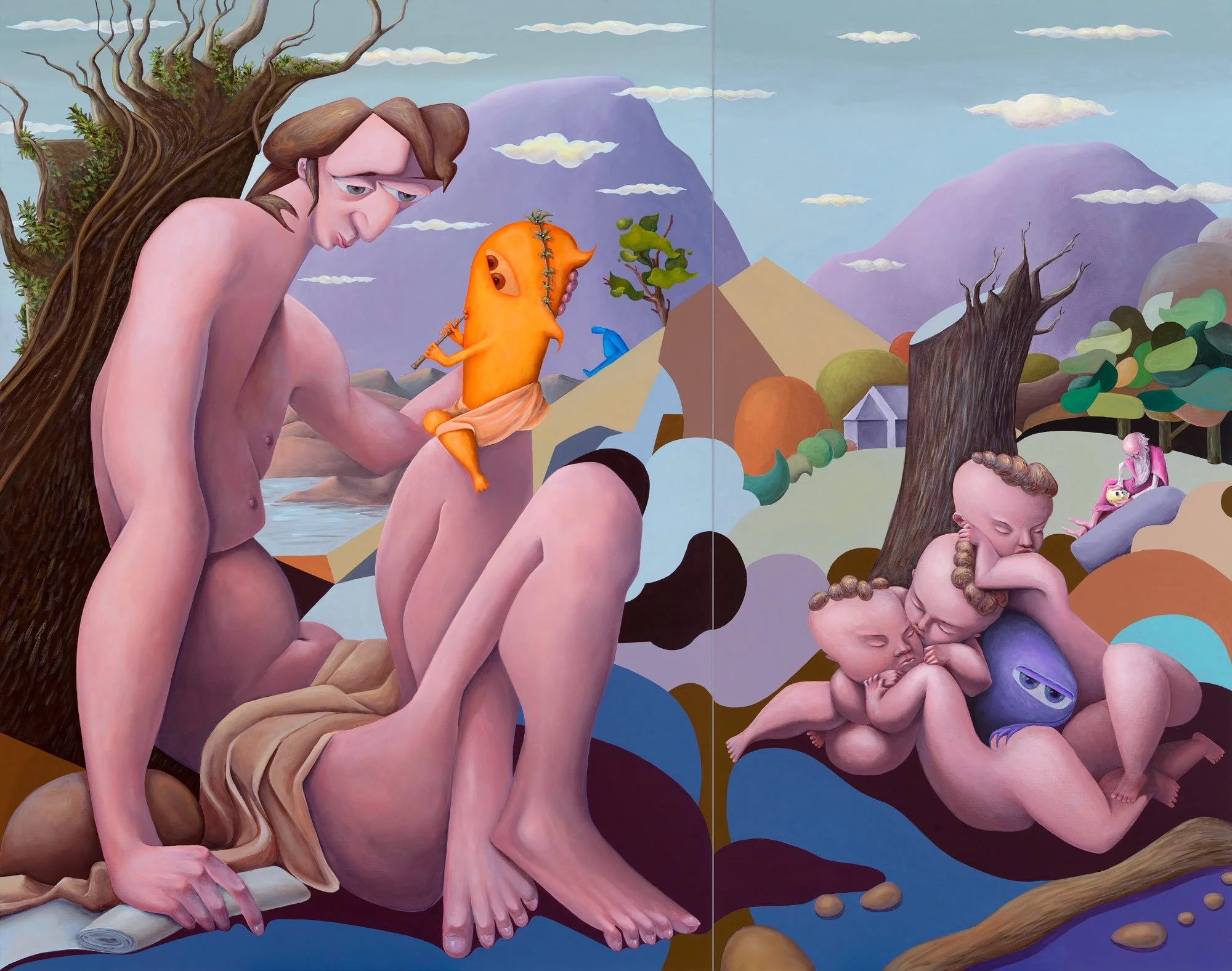 VARIANTS OF INNOCENTS. (After Titian's The Three Ages of Man.) - diptych