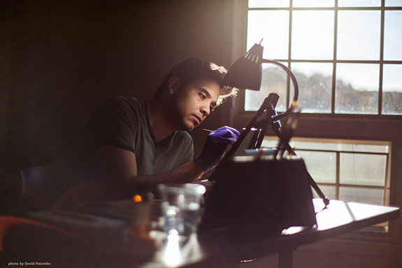 Working on "Decidua" at a retreat. Photo by David Palumbo