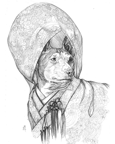 "Stevie the Basenji" 8x10" pencil on vellum sold