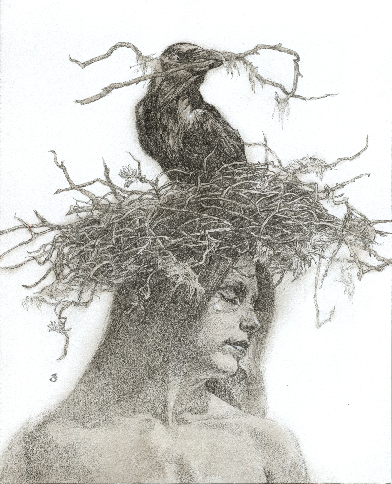 "Futile Thoughts" 8" x 10" graphite and acrylic on illustration board