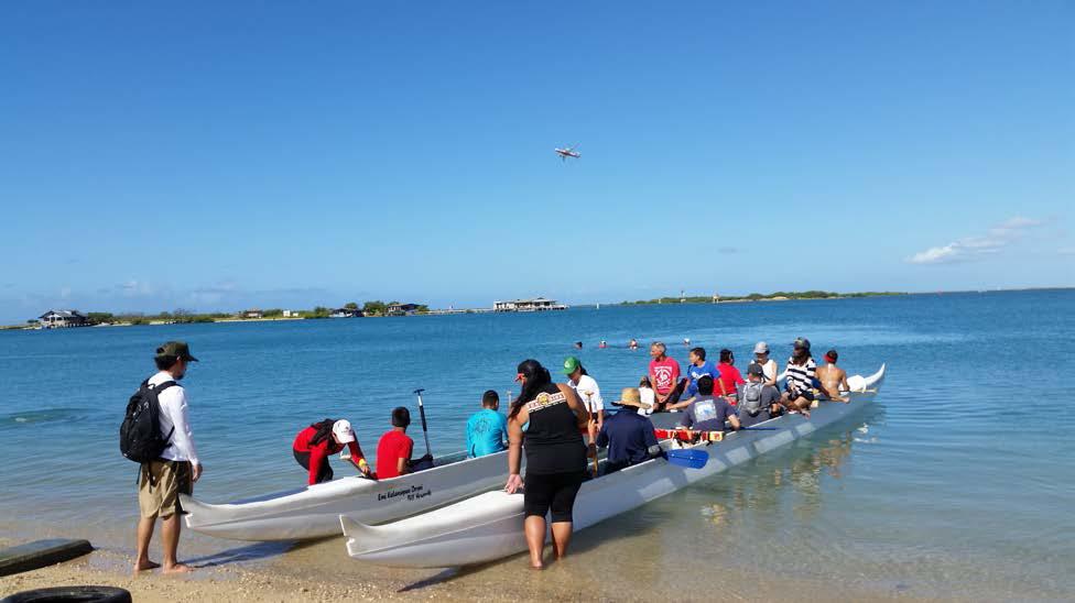 Summer 2016 Newsletter - August 20, 2016 Community Service Event at Mokauea Island Restoration Project. Volunteers Loading up to Paddle to Mokauea.