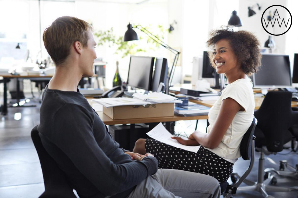 Girl and Guy Talking at Work Muse 2.png
