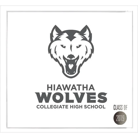 Hiawatha Collegiate High School announcement - front cover view.