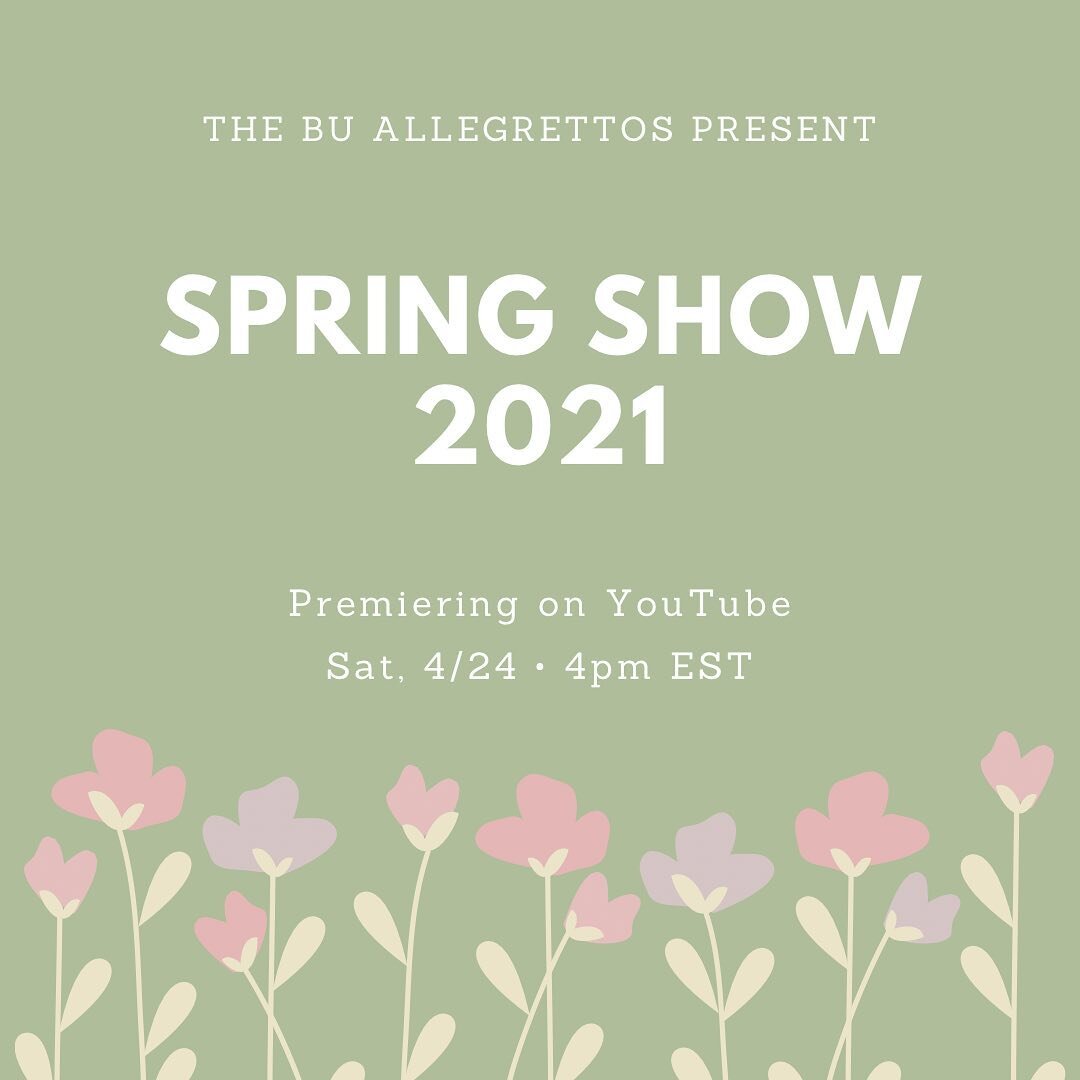 It&rsquo;s that time of year again! 🌿💚 

We have been working all semester to record and stitch together all of our voices just for you! The concert will be completely virtual, premiering on YouTube live on Saturday, April 24th, at 4pm EST. We woul