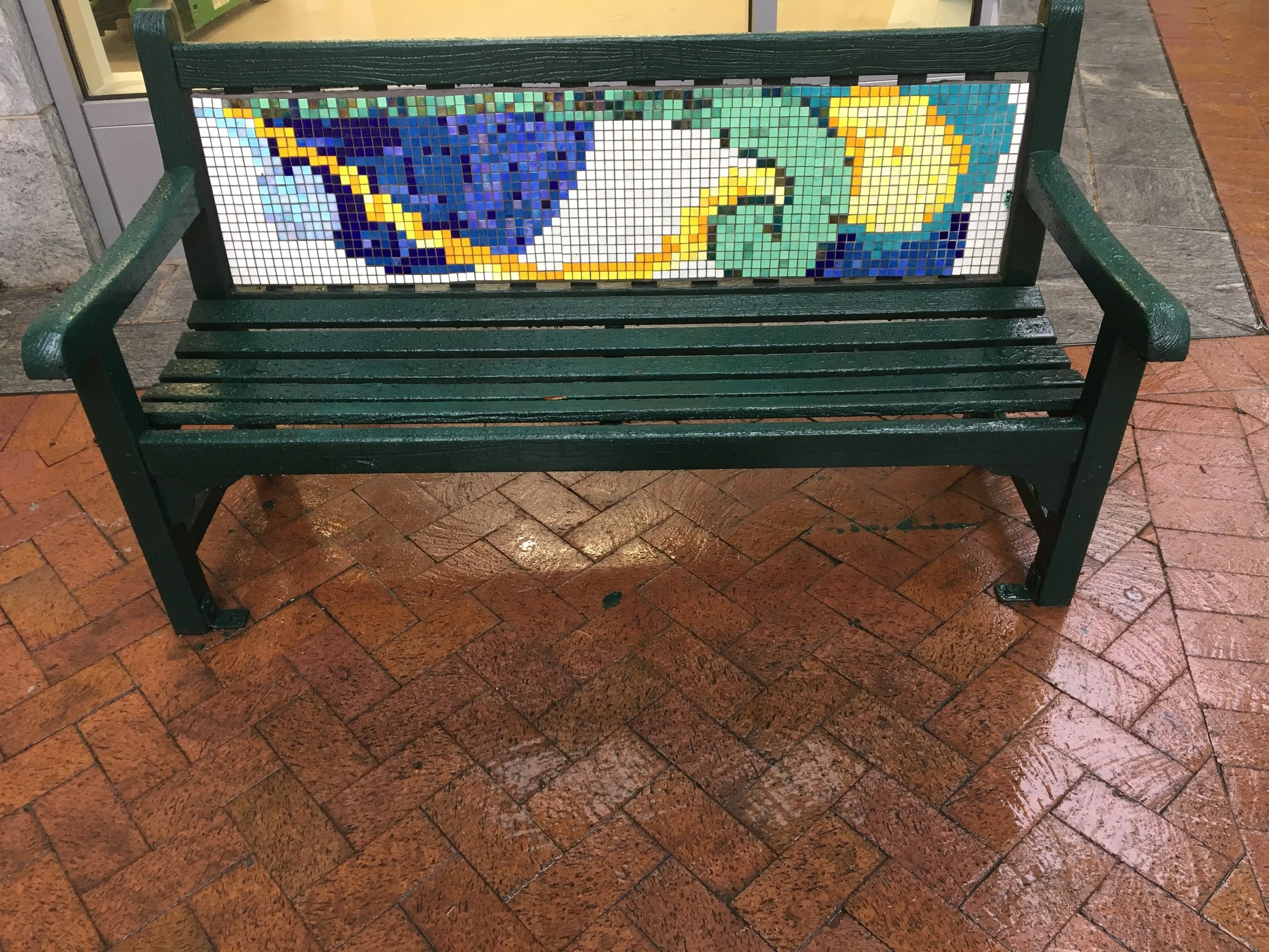 One of many mosaic benches in downtown Silver Spring by Arts on the Block