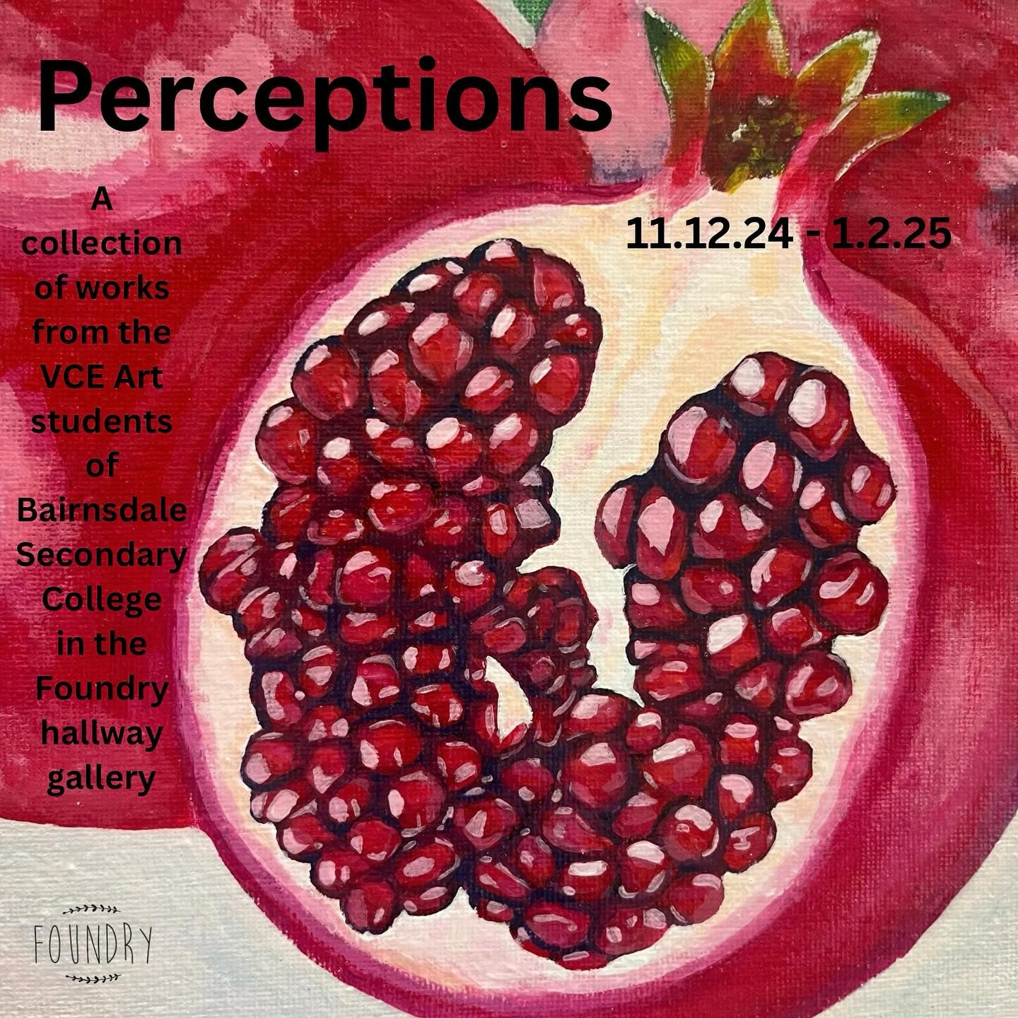 Coming soon to our hallway gallery&hellip;
We are so pleased to announce our upcoming summer exhibition where we will be hosting &lsquo;Perceptions&rsquo;, a collection of works by the VCE Art students of Bairnsdale Secondary College.

Running from 1
