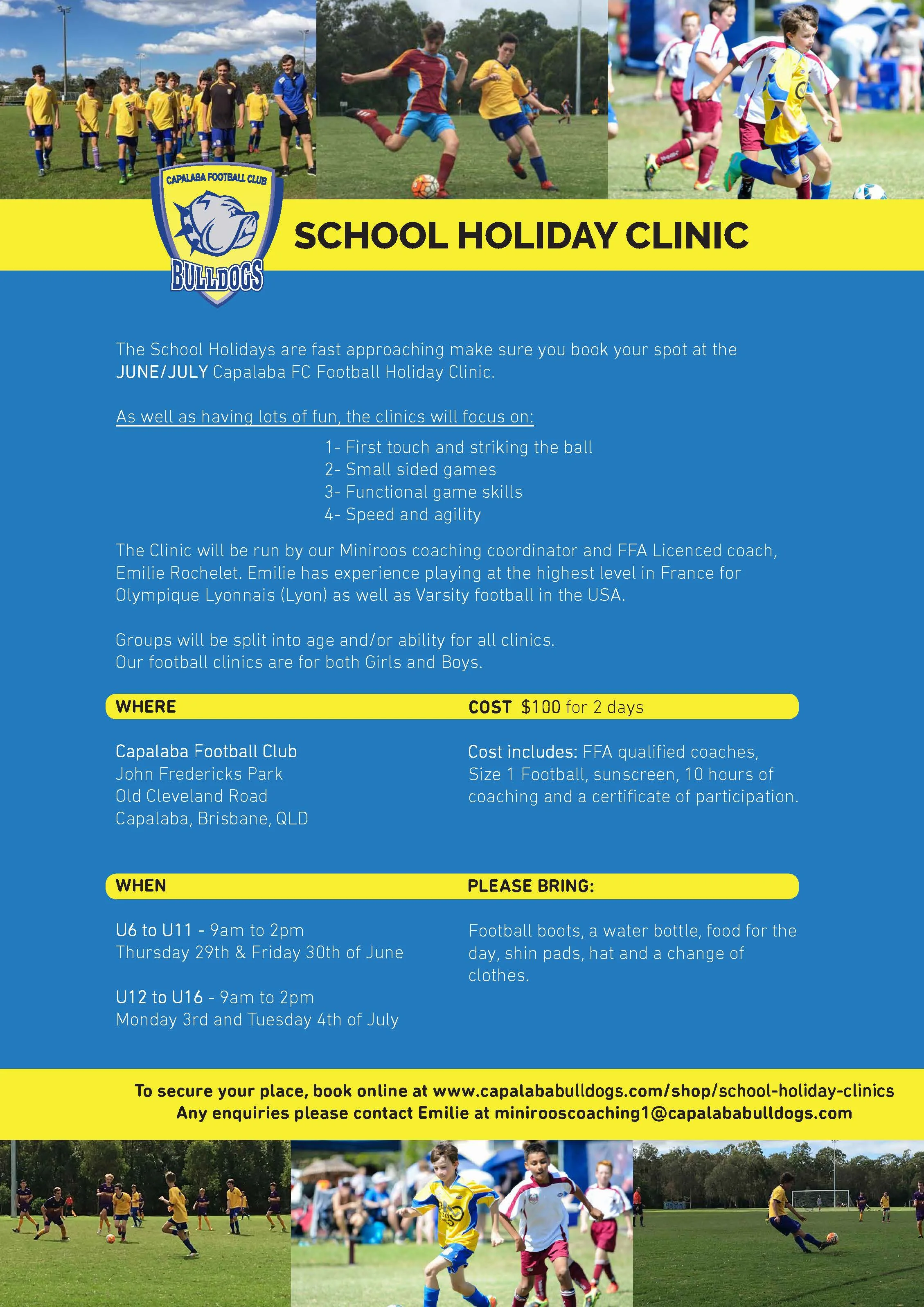 CFC School Holiday Clinics June/July Holidays...Book Now!