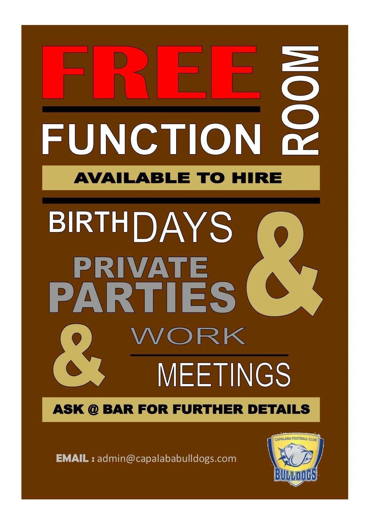 FREE Function Room Hire