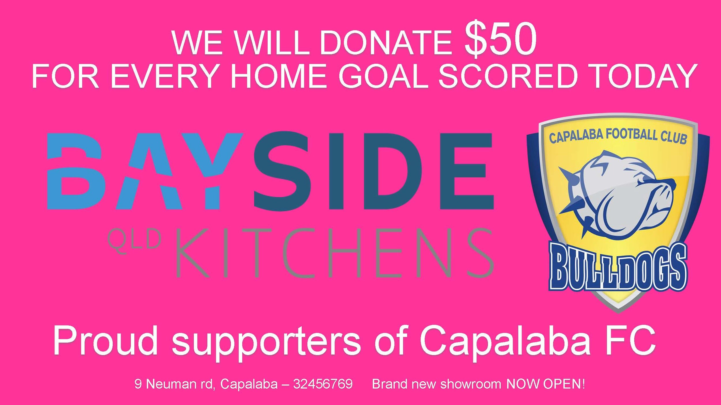 Bayside Kitchens Special Pink Day Promotion...$50 per goal