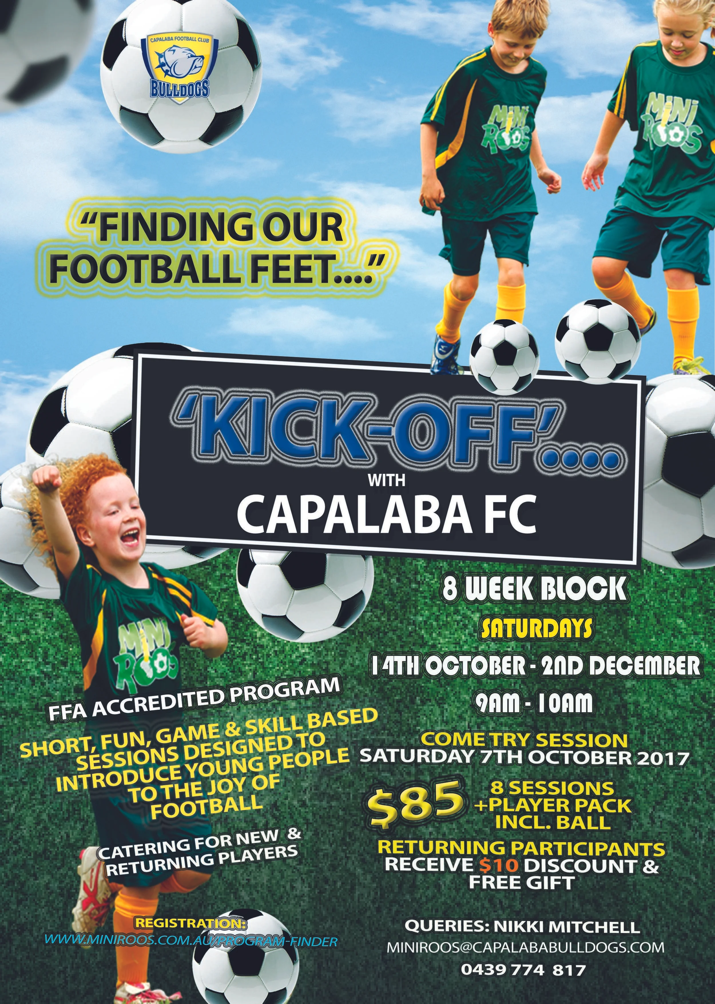 Kick-Off Program, FREE come & try Saturday 7th October