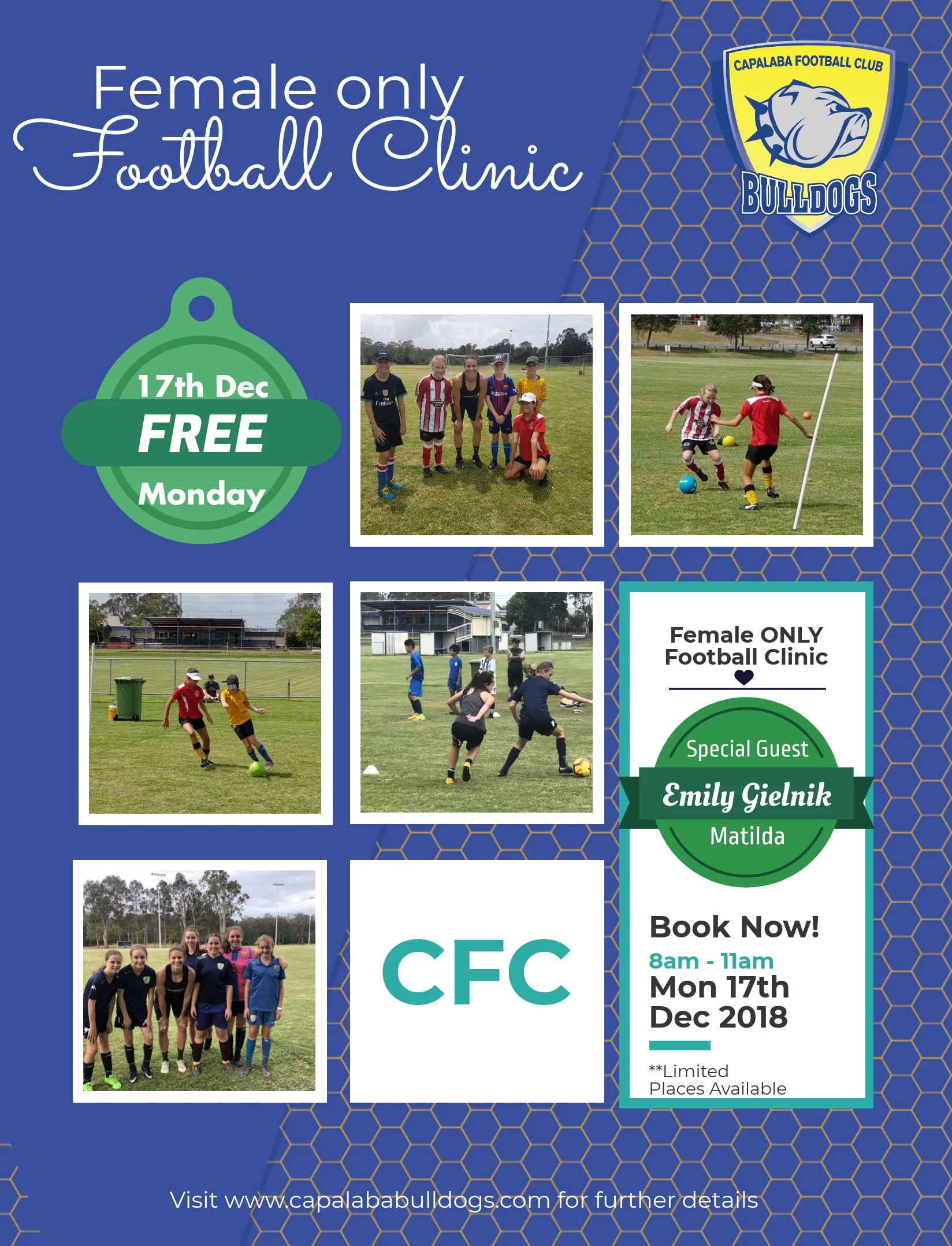 FREE Female Only Football Clinic - Book Now!! (Mon 17th Dec 2018)