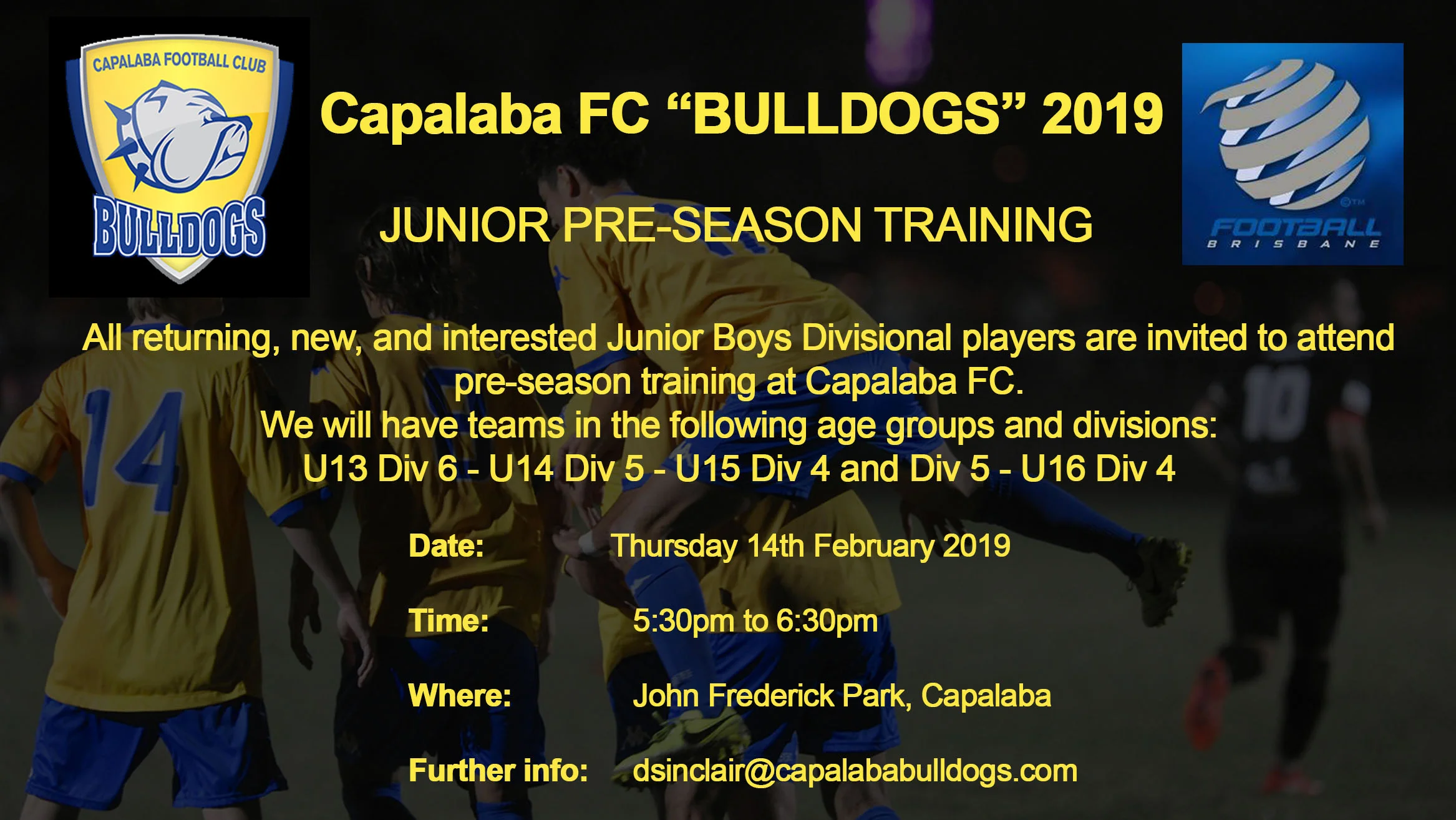 Junior Boys Divisional Pre-season Commences