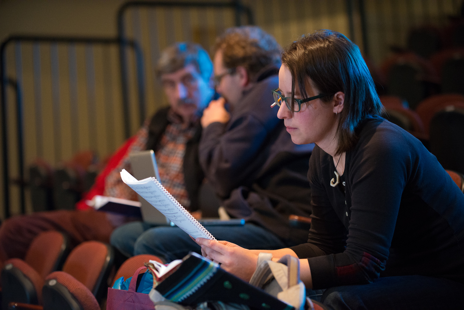Composer Carmen Braden sits in on rehearsal for the premier of her magnum opus The Ice Seasons