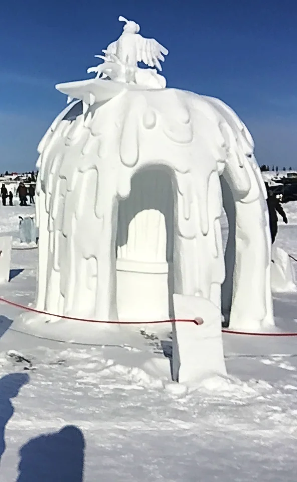 Just one of the many larger-than-life sculptures surrounding the Snow Castle courtyard.