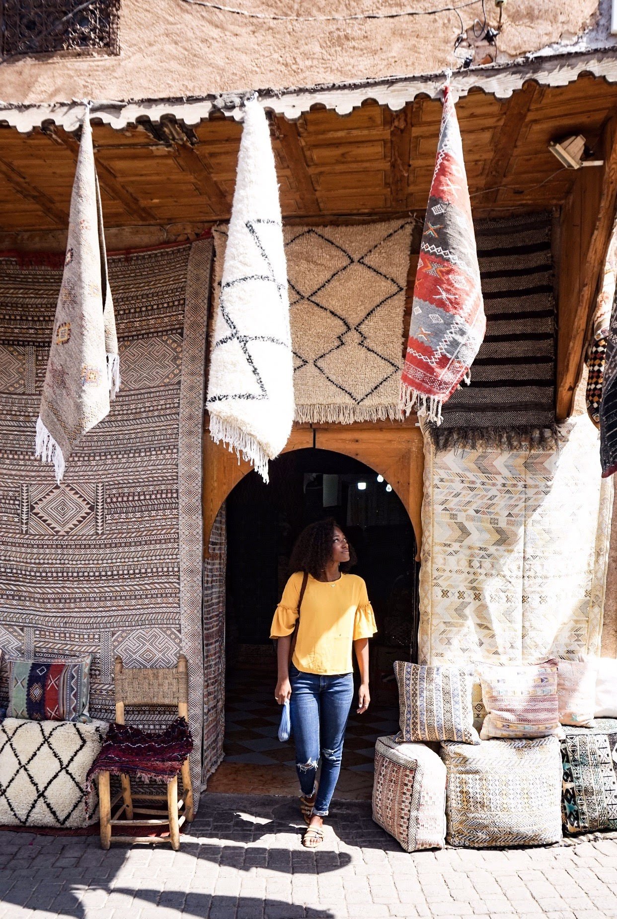 The owner of this rug store in Marrakesh, Morocco actually offered to take this photo of me. I was really grateful!
