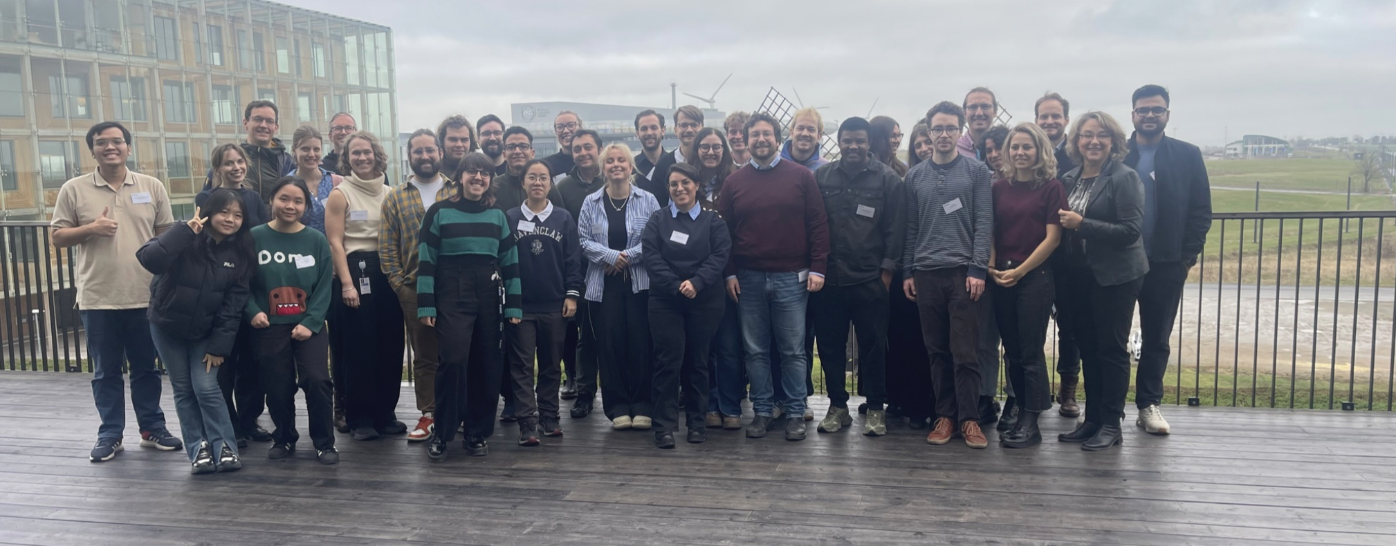 People on LINXS balcony, participants at the Soft Matter meeting with early career researchers. Photo.