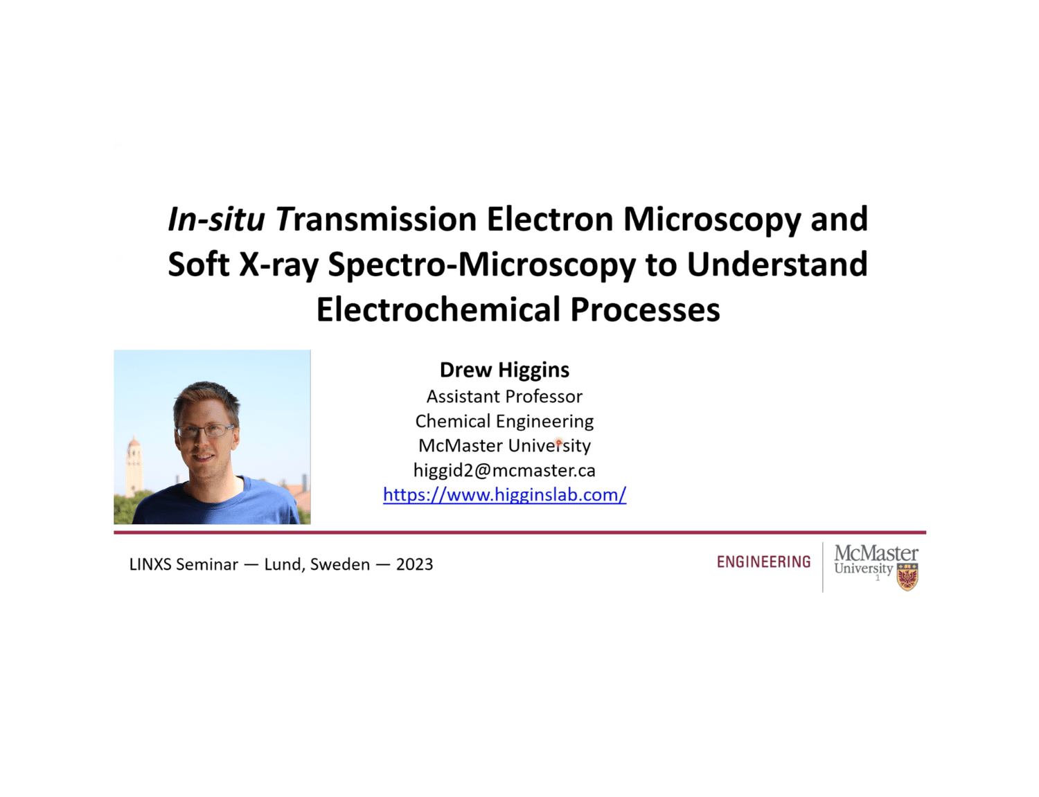 VIDEO - Guest seminar – In situ characterization to understand electro-catalytic processes with Drew Higgins 2023