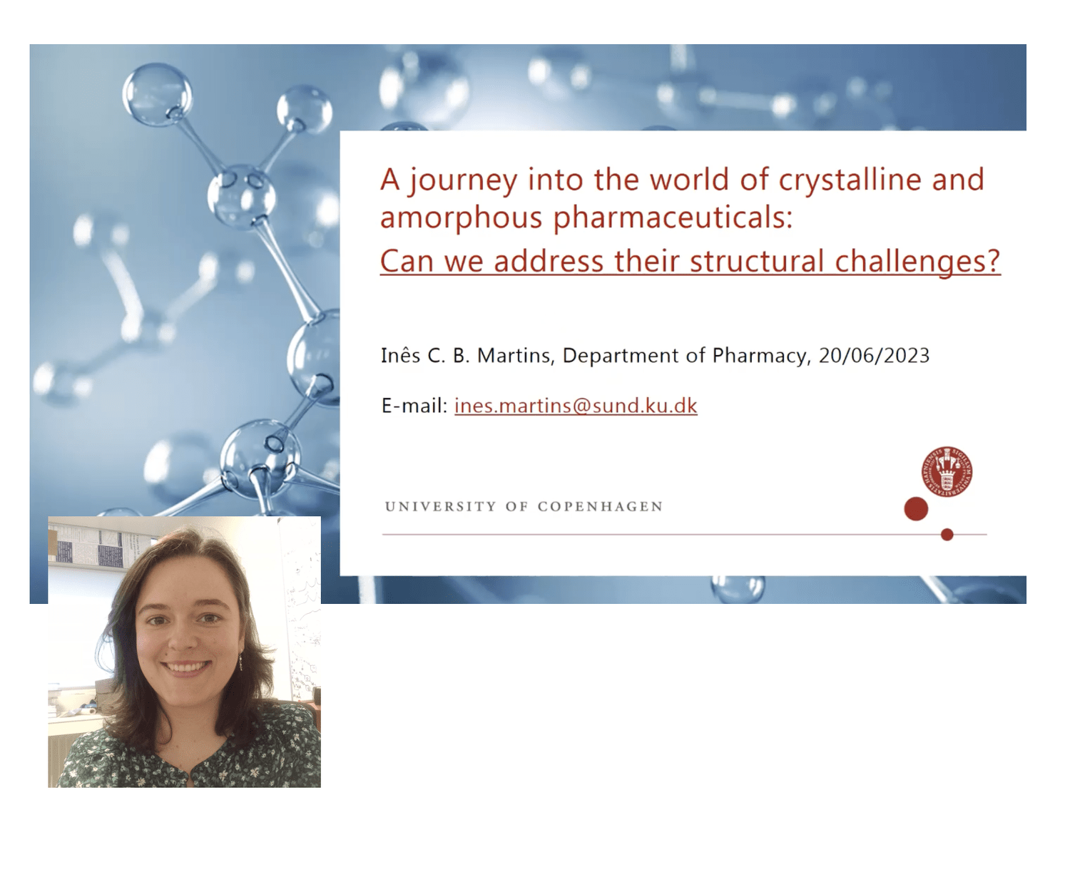 VIDEO - A journey into the world of crystalline and amorphous pharmaceuticals with Inês C B Martins – IPDD Theme 2023