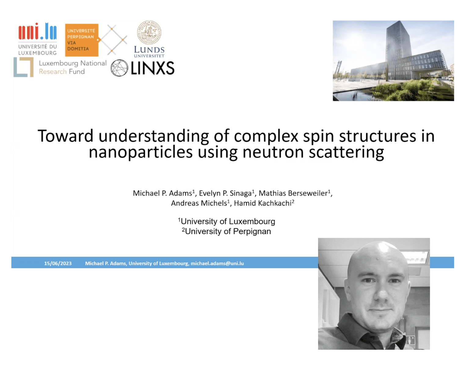 VIDEO - Guest Reseacher Seminar – Towards the understanding of complex spin structures beyond the super spin model with Michael Adams – New Materials theme 2023