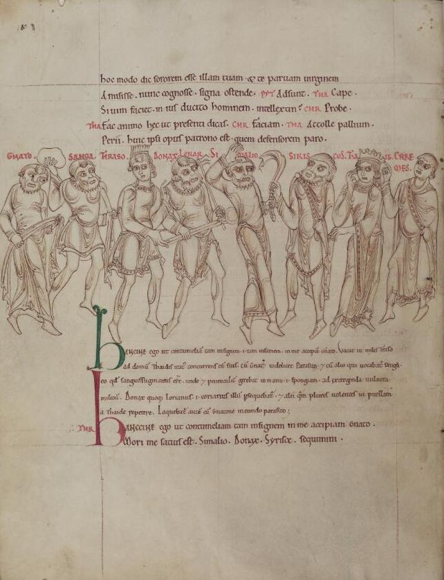 Mid-12th century illustrated Latin manuscript of Terence's Comedies from St Albans Abbey, now held at the Bodleian Library; Learn to speak latin, latinitium.com
