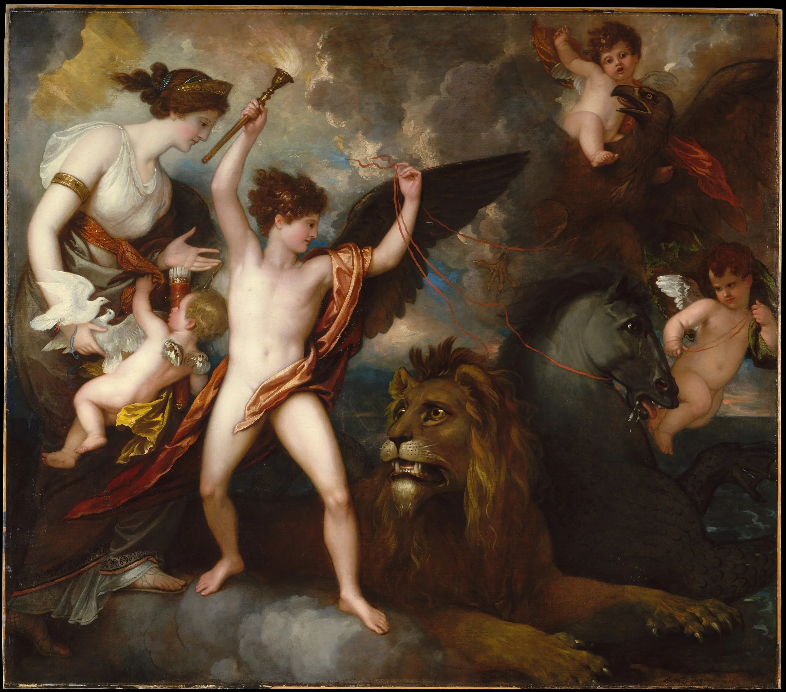 Omnia vincit amor , or The Power of Love in the Three Elements by Benjamin West, 1809. Metropolitan museum of Art.