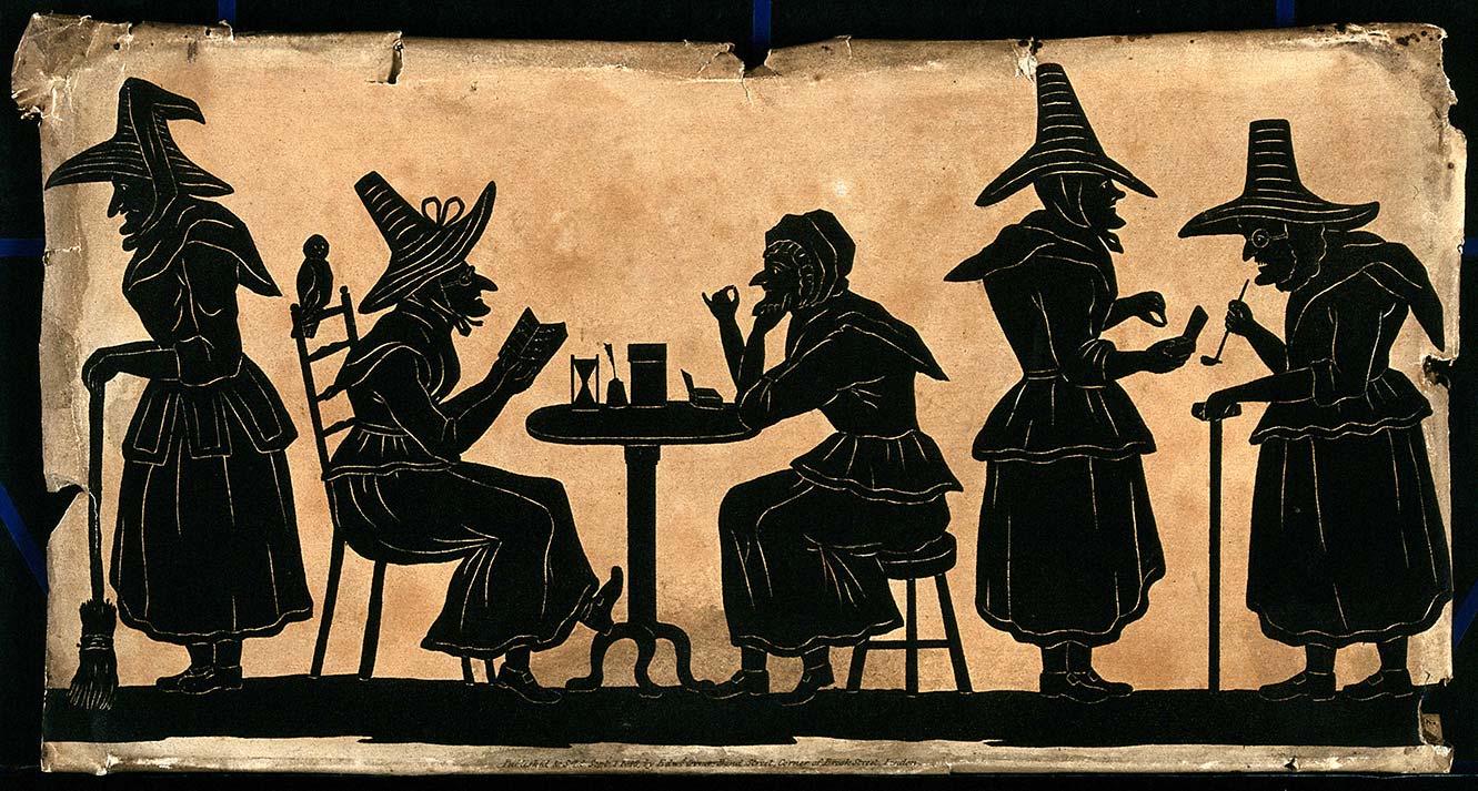 Credit: Wellcome Library, London Wellcome Images http:wellcomeimages.org. Witches five silhouetted figures September 1815 Published Sept 1, 1815.