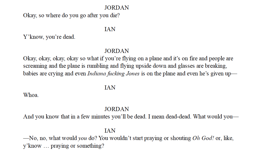 An excerpt from the script to "The Bus" by James Lantz