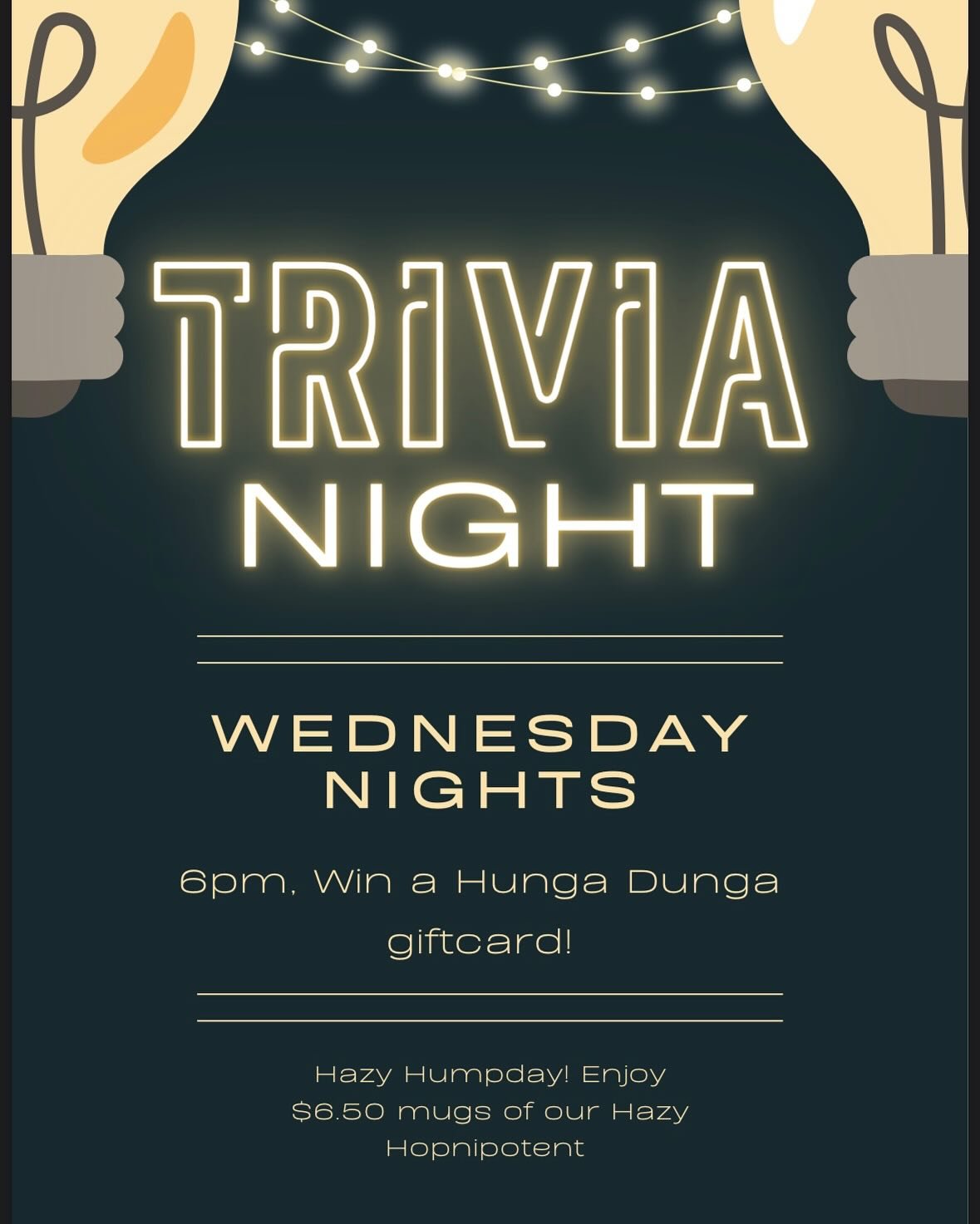 This week at hunga dunga !! Join us for trivia, and a range of awesome live music😎🍻🎸