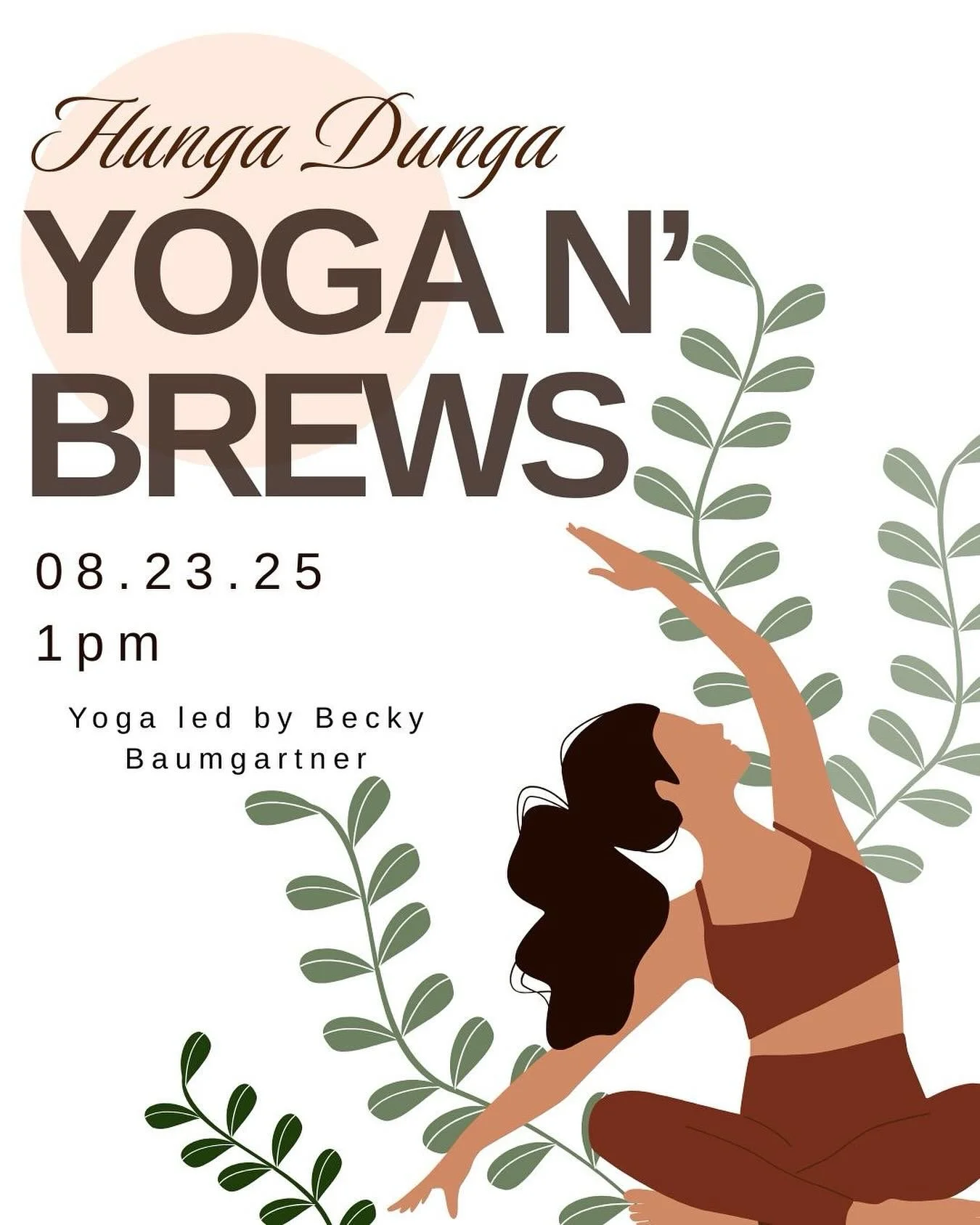 Join us this Saturday for our monthly yoga class! Led by the lovely Becky Baumgartner🧘‍♀️🍻🌱