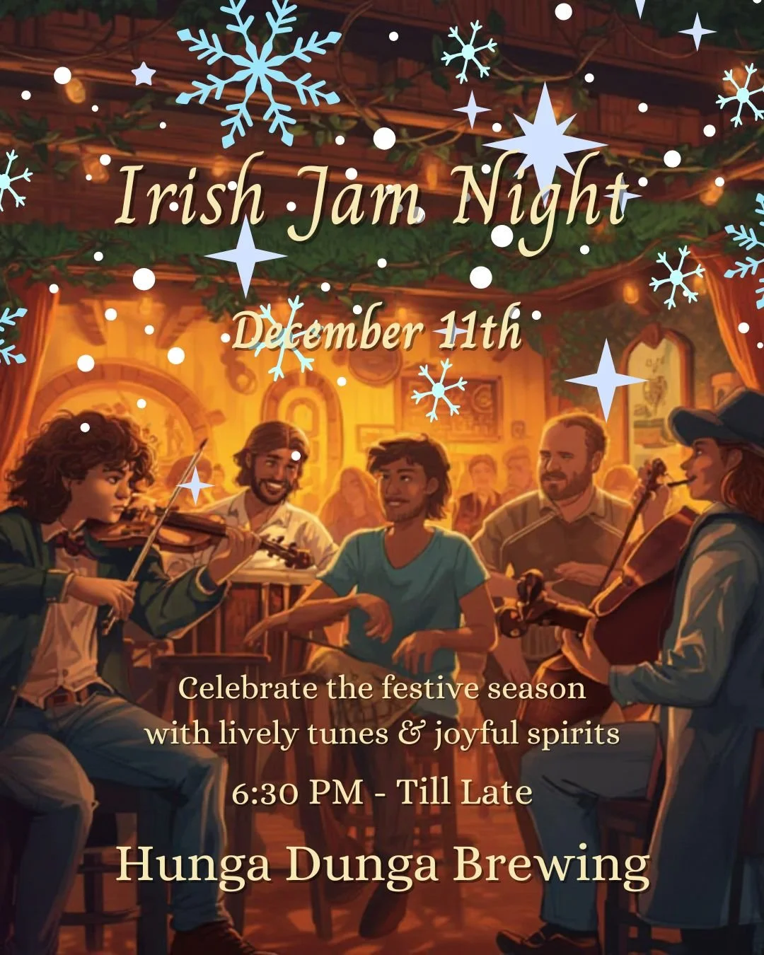 This weekend!
Thursday we have our monthly Irish Jam band rolling through for some festive and cozy tunes!
Then party it up at our Ugly Sweater Polka Party Friday night, starting at 7pm. Saturday morning join Becky Baumgartner as she helps you stretc