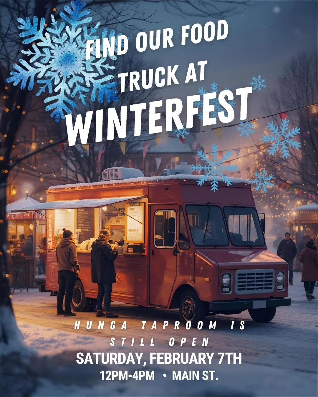 Hunga Dunga will be at our usual spot for Winterfest, right next to Friendship Square! ❄
Food won't be available in the taproom until the event is over but we are open for beer all day! 🍻