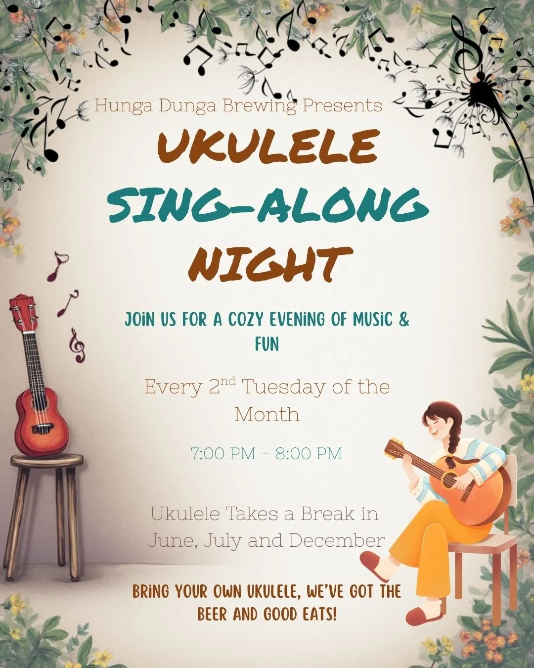 A very green themed week for you as we are celebrating St Patty's all week up until the holiday itself!
Join us for our monthly Ukulele sing along on Tuesday at 7pm, Trivia on Wednesday at 6pm and our monthly Irish Jam Band at 6:30 on Thursday.
For t