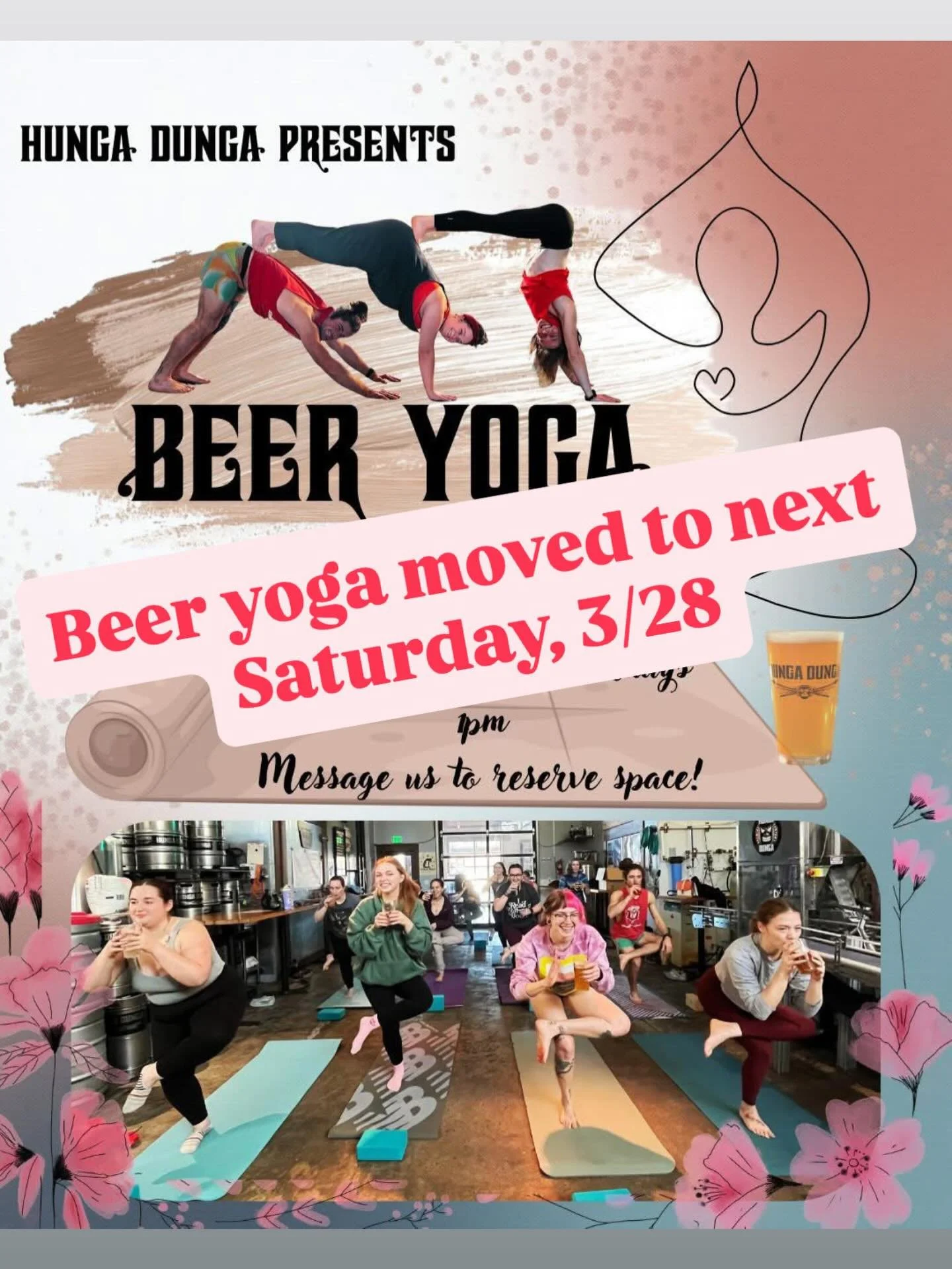 ‼️Beer yoga canceled today‼️
Our lovely and WONDERFUL yoga instructor is feeling under the weather today, she will be prioritizing her health and postponing today&rsquo;s class. We will be moving this month&rsquo;s yoga class to next weekend, Saturda