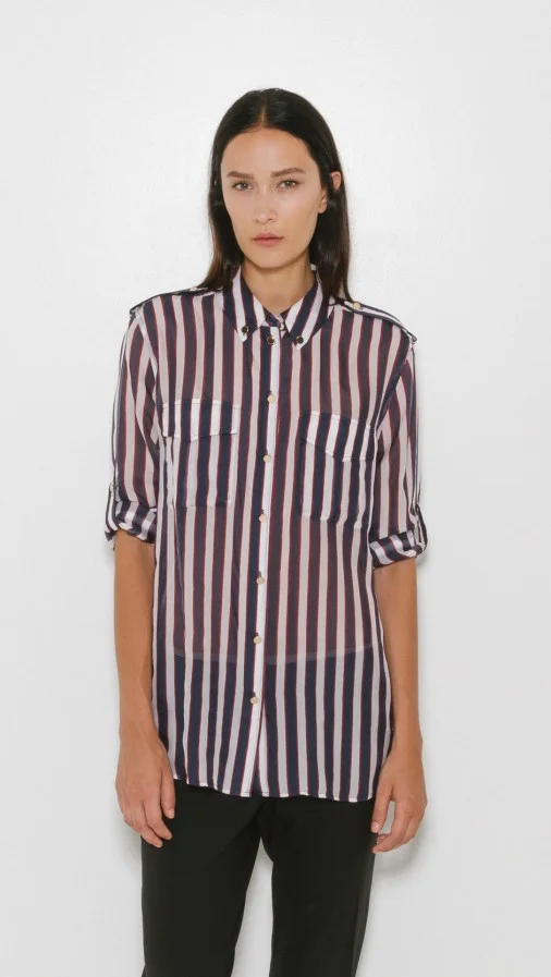 Equipment Striped Silk Shirt via The Dreslyn. Buy here .