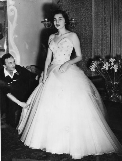 Fitting Empress Soraya of Persia for an evening gown in 1953, 