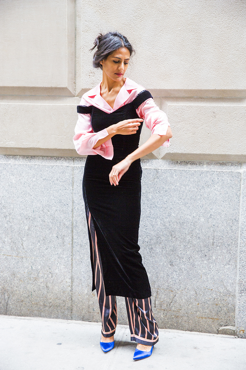 I'm in pink! Photo: Krista Anna Lewis for Man Repeller. 