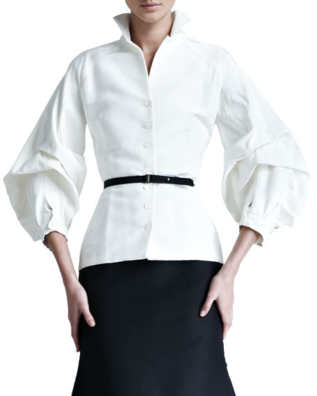 Carolina Herrera Silk Faille Blouse via Neiman Marcus