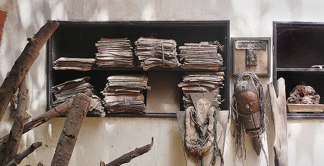 A collection of the artist's sculptures and canvases via Nafas, Photo: Sabine Vogel