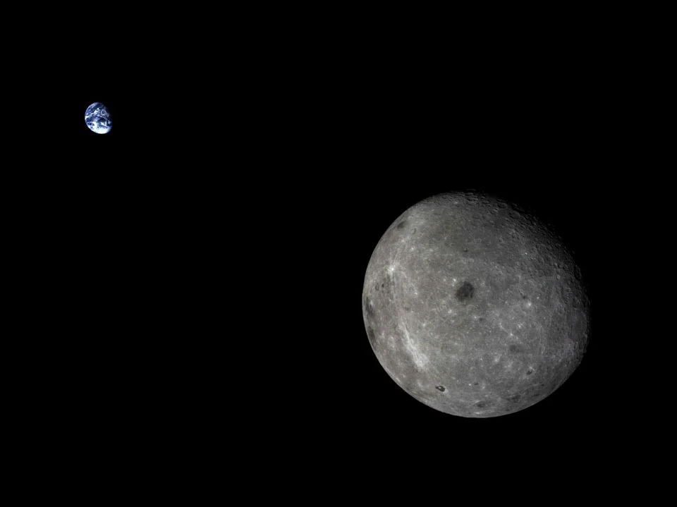 Moon and Earth from Chang'e 5-T1. Credit: Chinese National Space Administration, Xinhuanet via NASA’s Astronomy Picture of the Day.