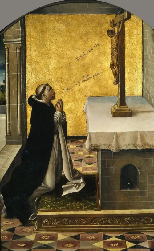 Saint Peter the Martyr praying by Pedro Berruguete, circa 1499