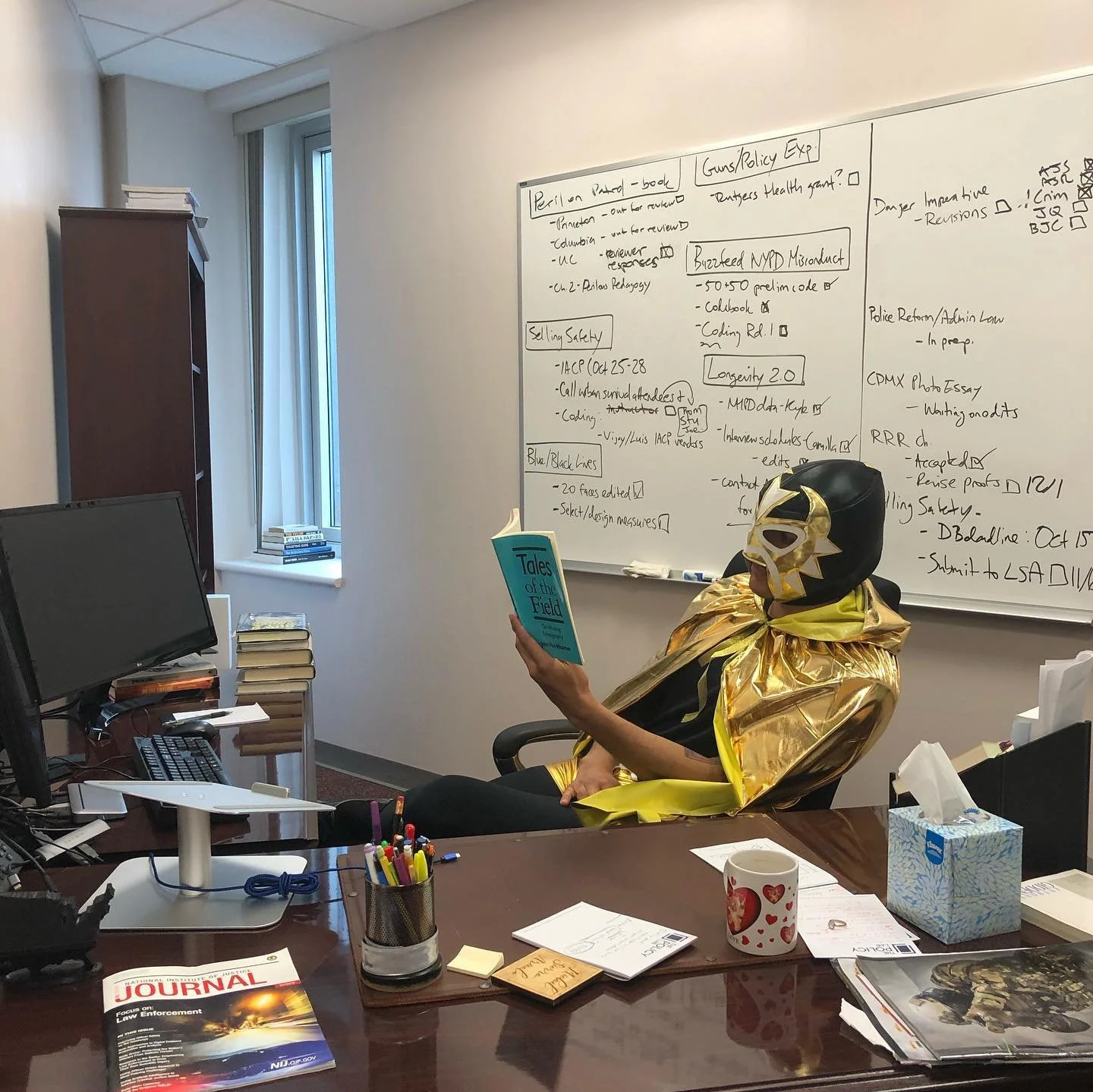 💥 El Profesor 💥 
I made a bet with my students that if 50% of the class got 75+ on their exam I&rsquo;d teach in full luchador costume. They had over 50% make 80+.