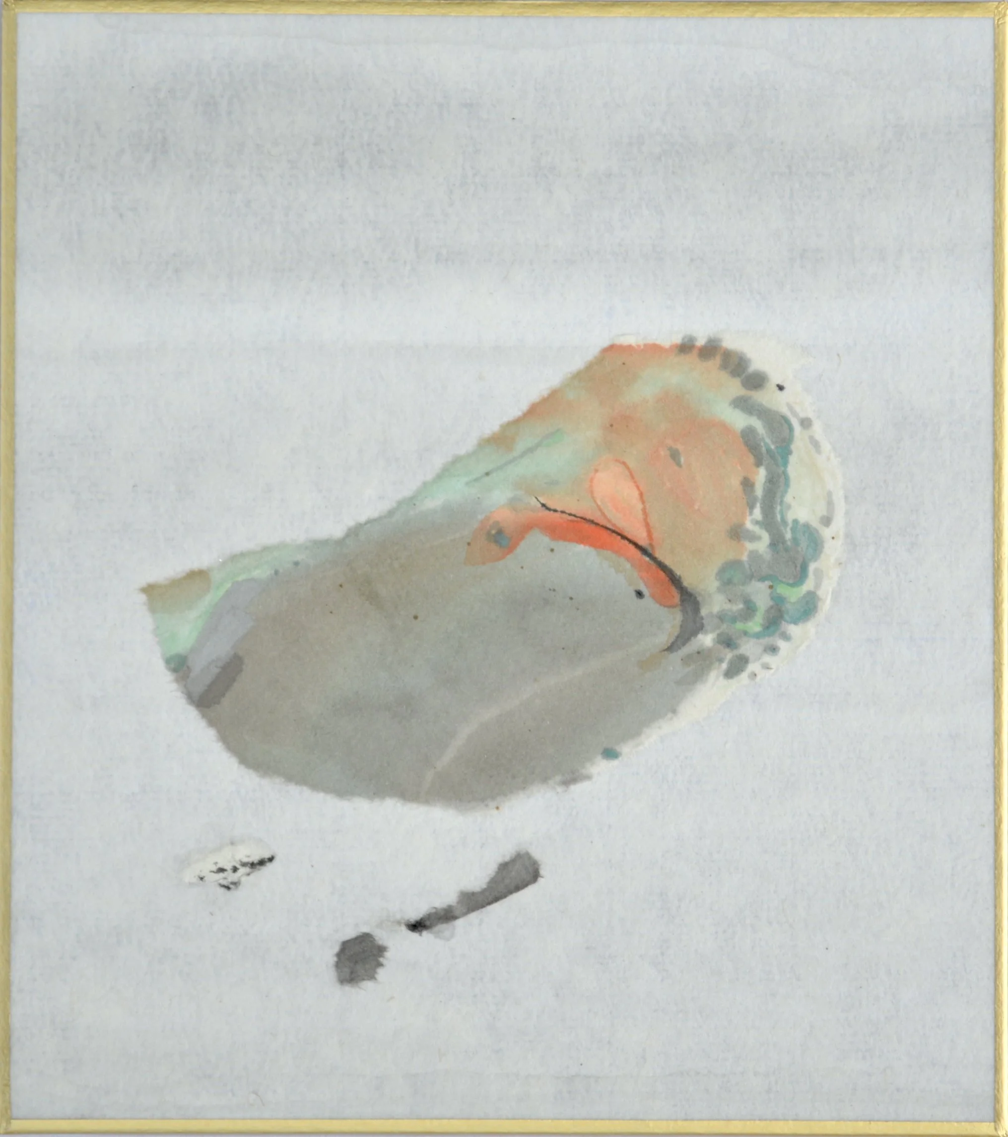 17 Ruchika Wason Singh , _Relic-V_, Sumi- e ink, gouache and collage on Shikishi.. 12 cms x 13.5 cms.JPG