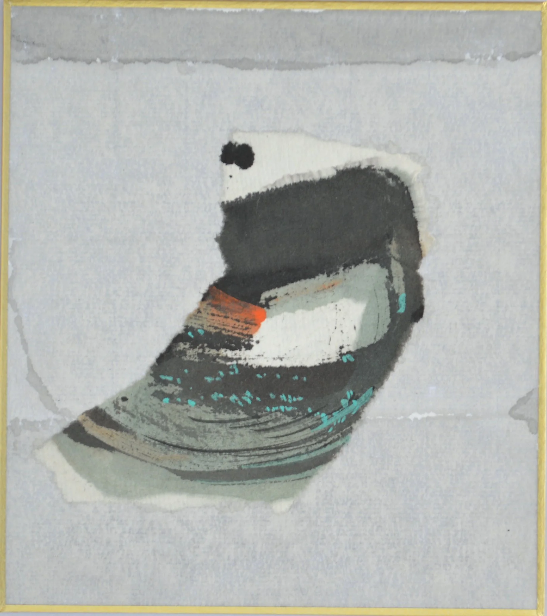 18 Ruchika Wason Singh , _Relic -II_, Sumi- e ink, gouache and collage on Shikishi. 12 cms x 13.5 cms...JPG