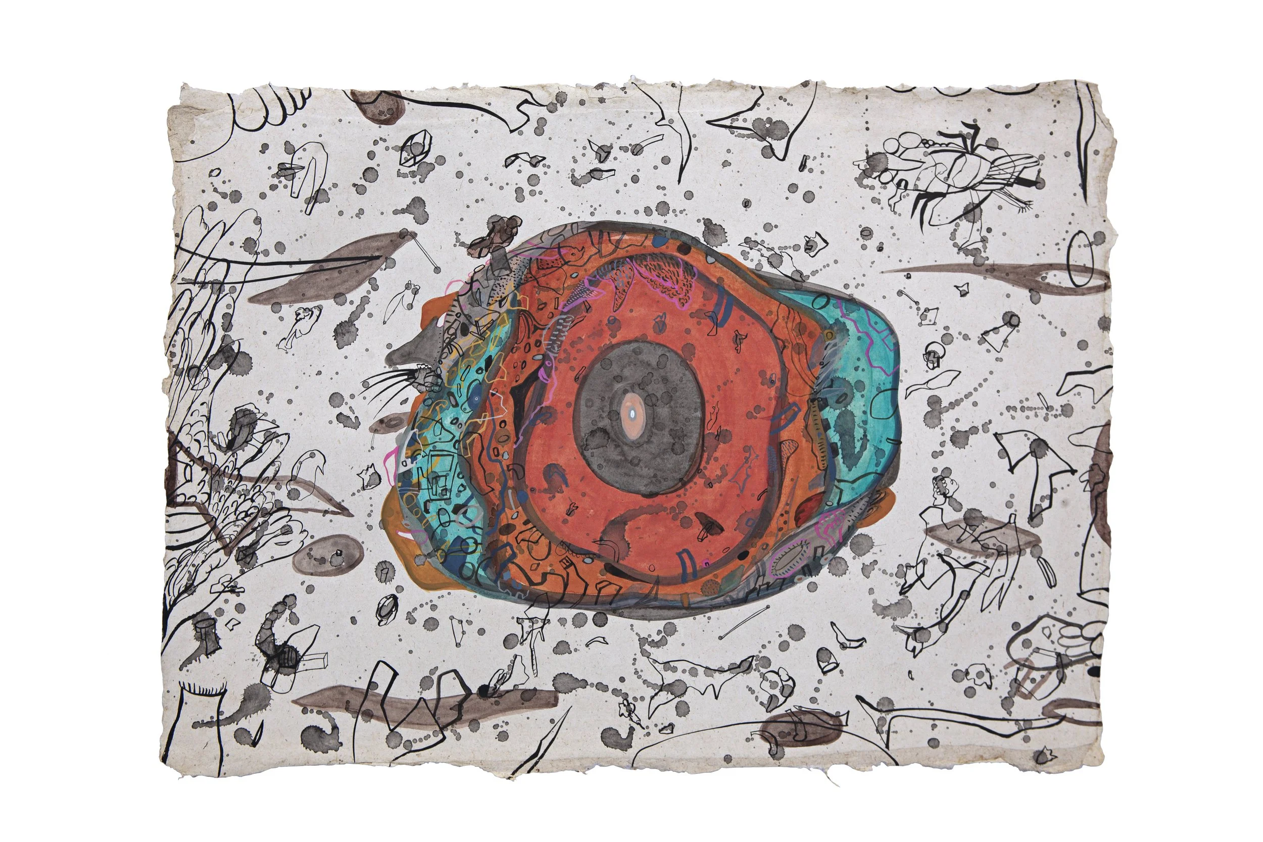 3. Ruchika Wason Singh ,The Silent Pivot-III, 13.5 inches x 19 inches, Sumi-e ink, Gouache and Gansai Tambi paints on wasli 2022.jpg