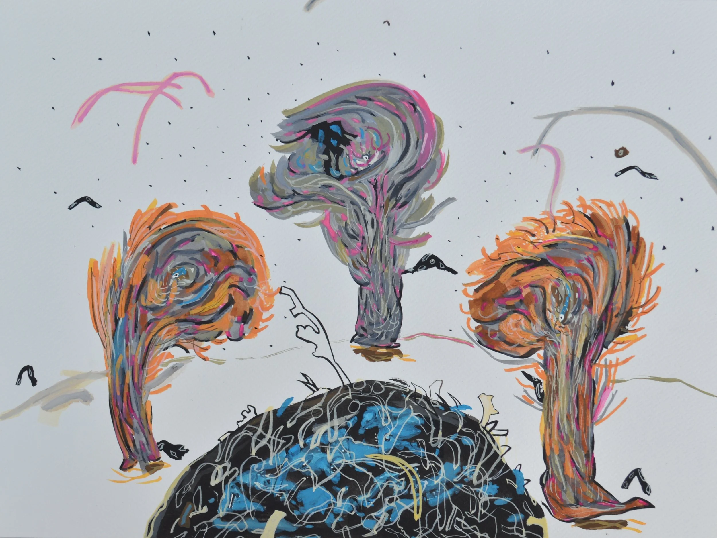 RUCHIKA WASON SINGH, Rhapsody of Urban Living VII, Sumie Ink and Gouache on Paper, 30 cms x 41 cms, JPG.jpg