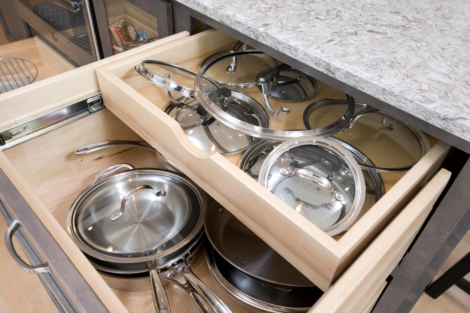 Kitchen drawers with extra storage space