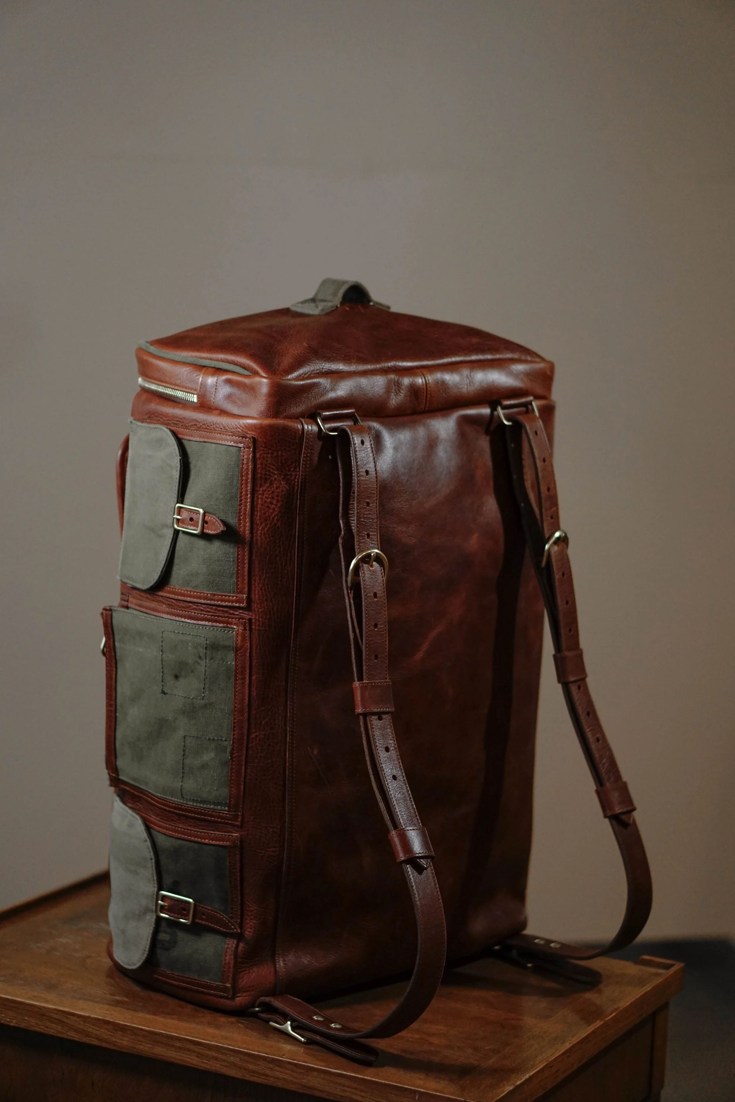 leather duffle bag backpack