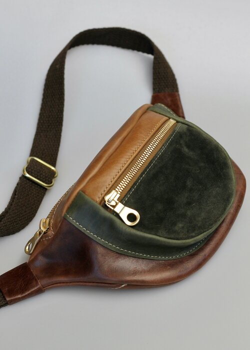 Fanny Pack Leather Bag Distressed Leather Bag Dark Brown 