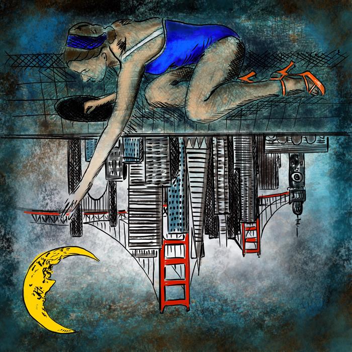 Reaching for the Moon over San Fransisco by Fleur Spolidor, fine art print